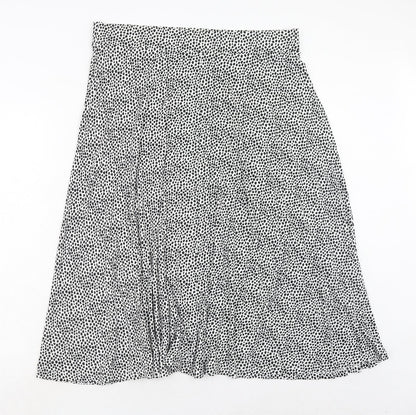 Marks and Spencer Womens White Geometric Viscose Swing Skirt Size 18