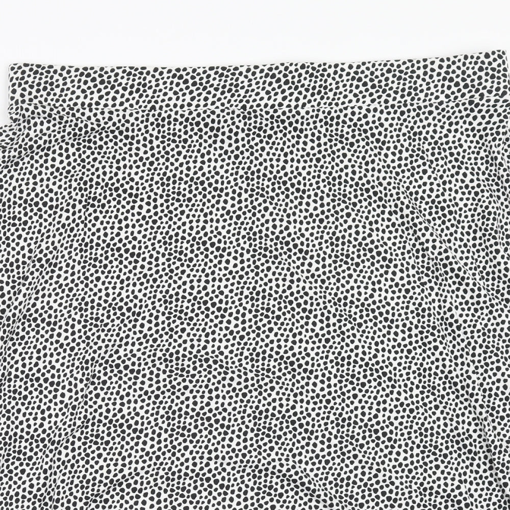 Marks and Spencer Womens White Geometric Viscose Swing Skirt Size 18