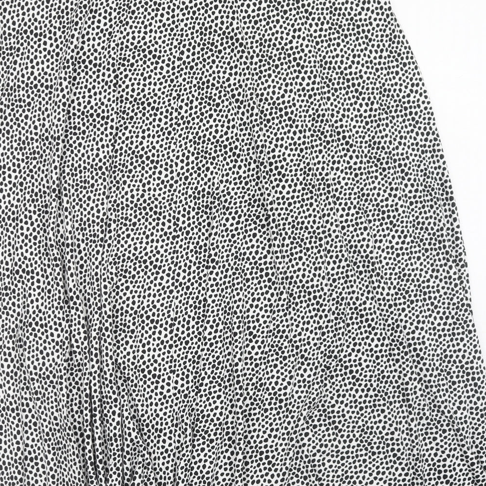 Marks and Spencer Womens White Geometric Viscose Swing Skirt Size 18
