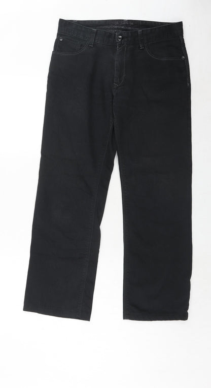 NEXT Womens Black Cotton Straight Jeans Size 32 in Regular Zip