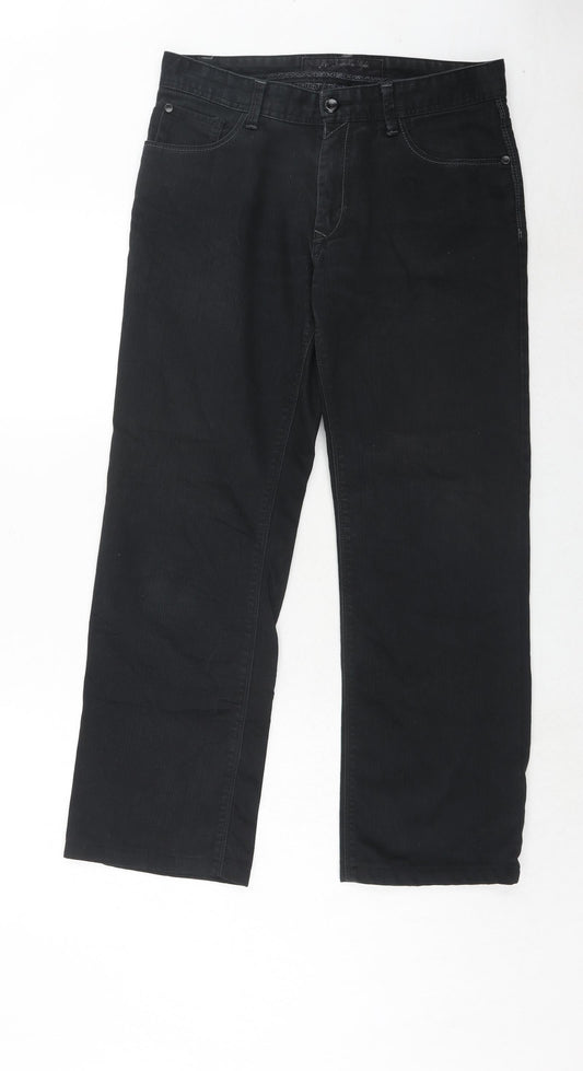 NEXT Womens Black Cotton Straight Jeans Size 32 in Regular Zip