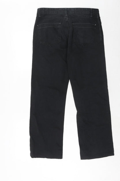 NEXT Womens Black Cotton Straight Jeans Size 32 in Regular Zip