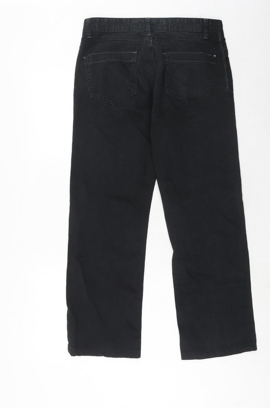 NEXT Womens Black Cotton Straight Jeans Size 32 in Regular Zip