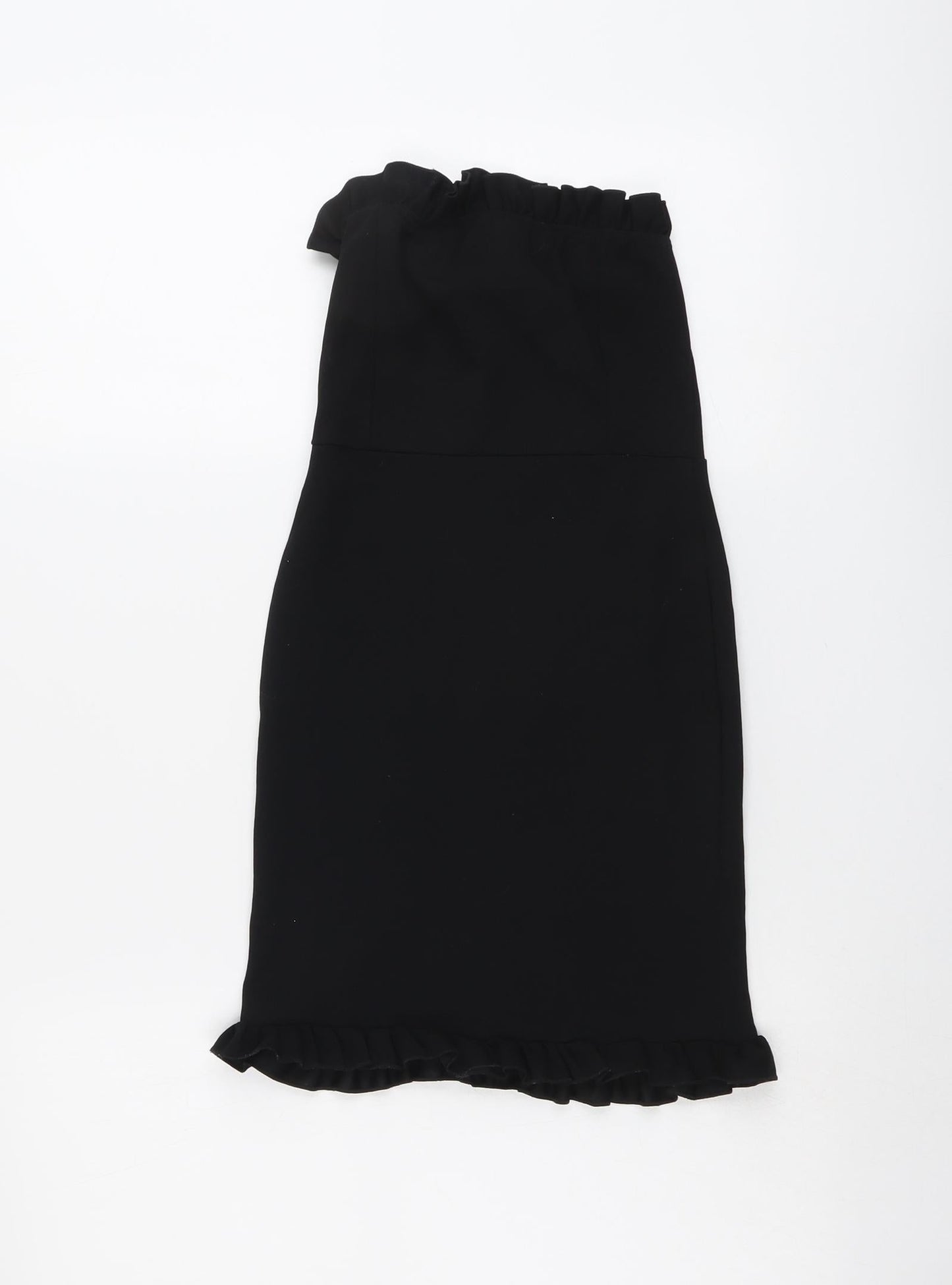 PRETTYLITTLETHING Womens Black Polyester A-Line Size 4 Off the Shoulder Pullover