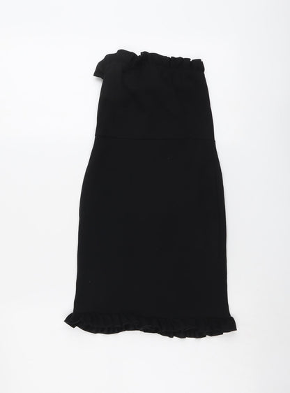 PRETTYLITTLETHING Womens Black Polyester A-Line Size 4 Off the Shoulder Pullover