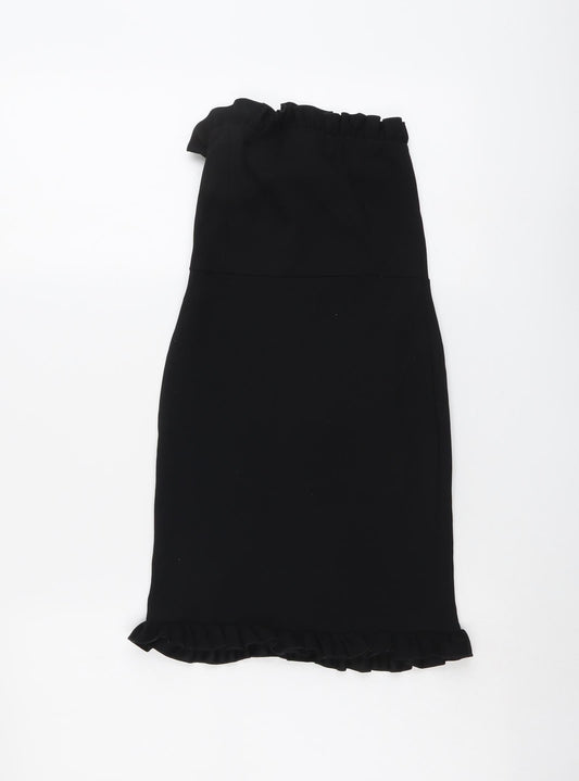 PRETTYLITTLETHING Womens Black Polyester A-Line Size 4 Off the Shoulder Pullover