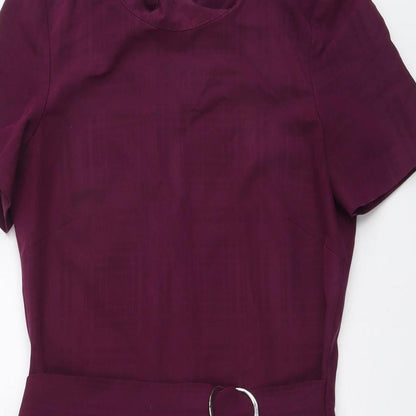 NEXT Womens Purple Polyester Shift Size 6 Round Neck Zip