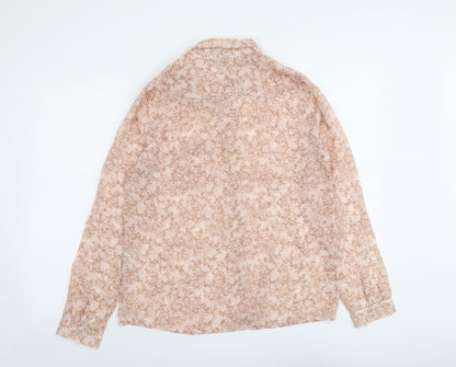 FOREVER 21 Womens Pink Geometric Polyester Basic Button-Up Size M Collared