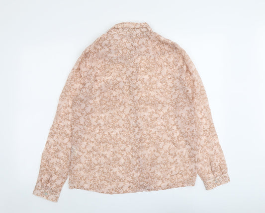 FOREVER 21 Womens Pink Geometric Polyester Basic Button-Up Size M Collared