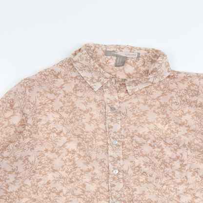 FOREVER 21 Womens Pink Geometric Polyester Basic Button-Up Size M Collared