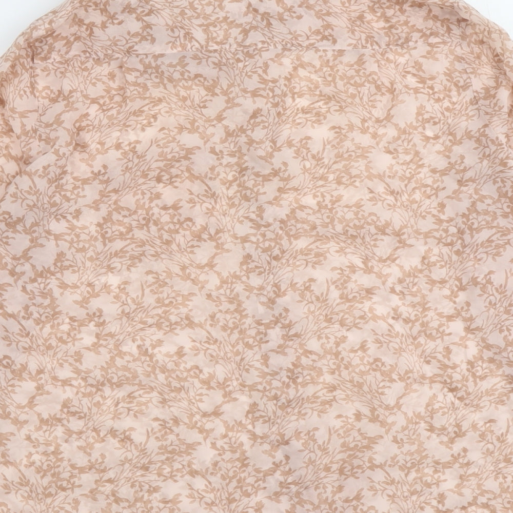 FOREVER 21 Womens Pink Geometric Polyester Basic Button-Up Size M Collared