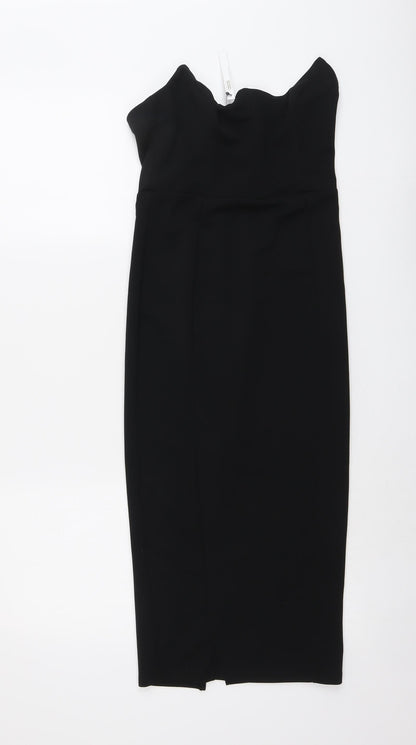 ASOS Womens Black Polyester A-Line Size 6 Off the Shoulder Zip