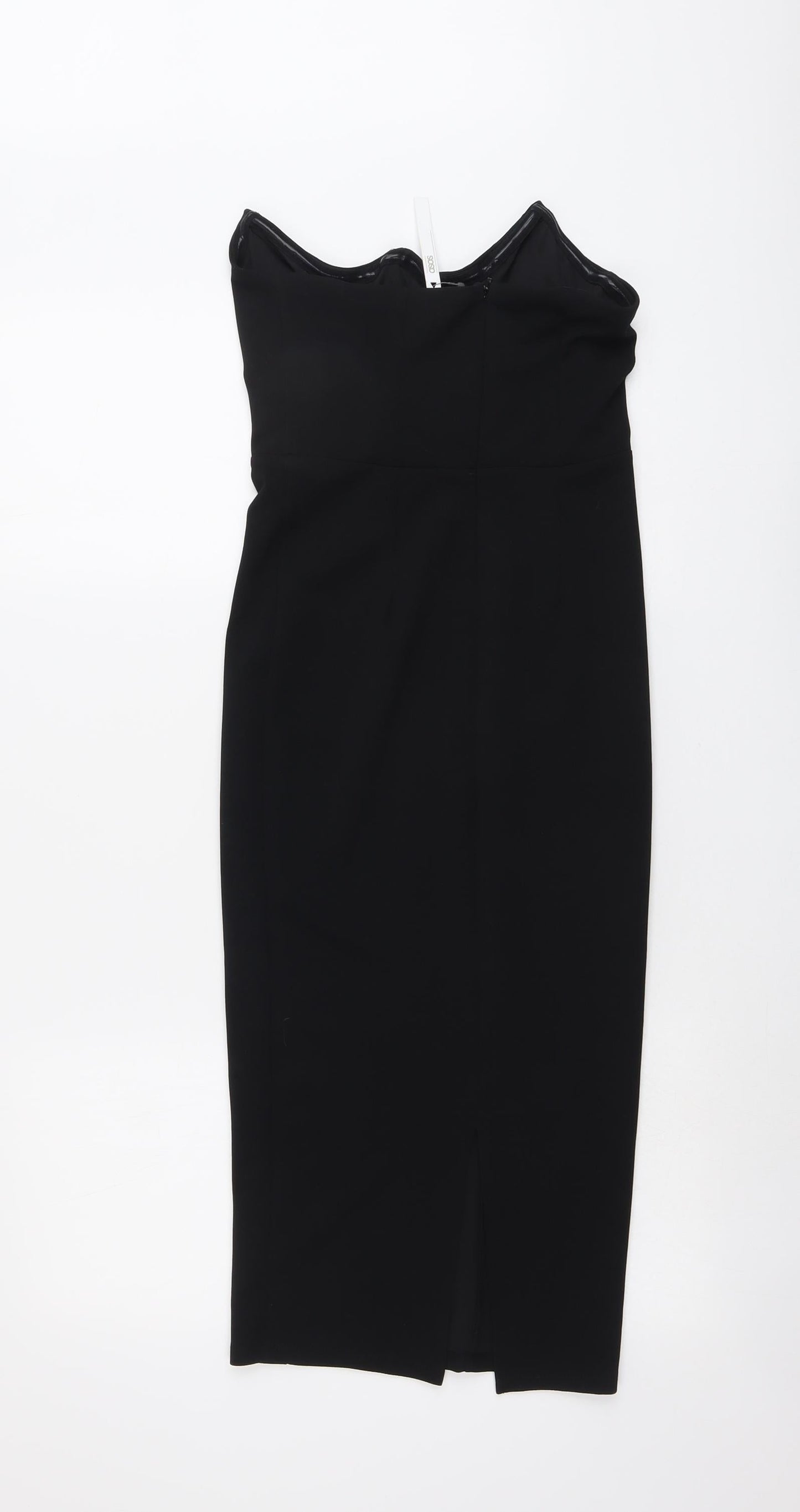 ASOS Womens Black Polyester A-Line Size 6 Off the Shoulder Zip