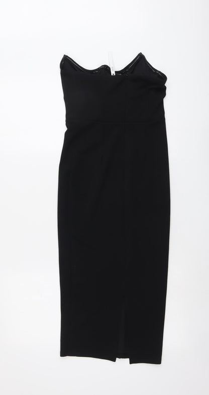 ASOS Womens Black Polyester A-Line Size 6 Off the Shoulder Zip