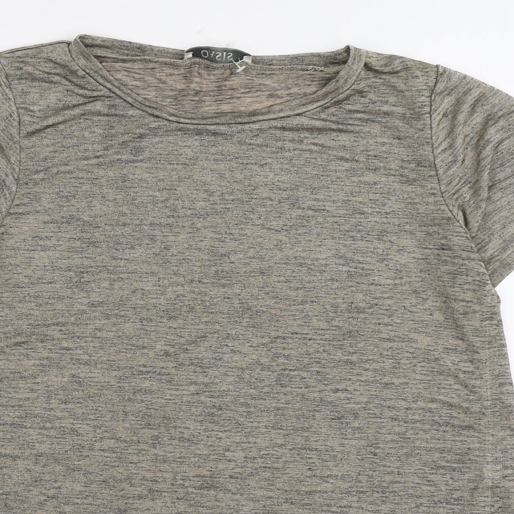 Womens UK Size S Oasis Beige Basic T-Shirt