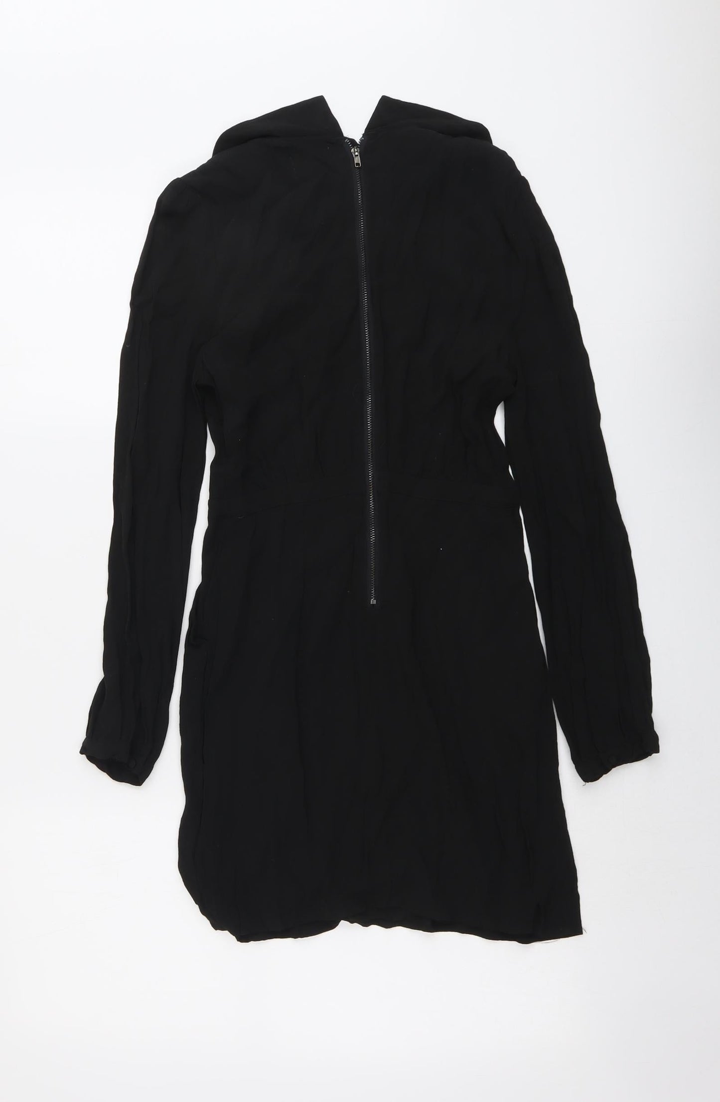 Pins and Needles Womens Black Viscose A-Line Size S Collared Zip