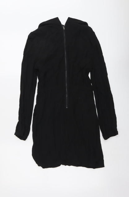 Pins and Needles Womens Black Viscose A-Line Size S Collared Zip