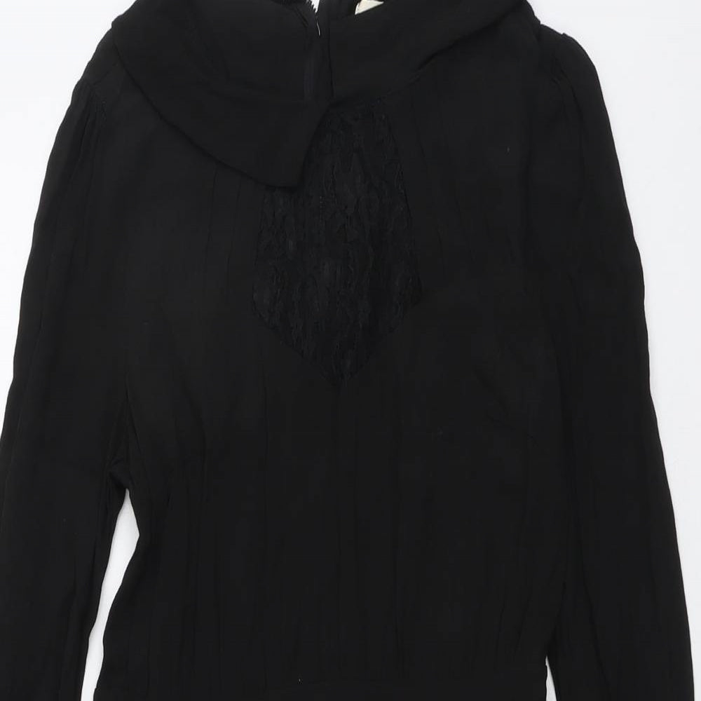 Pins and Needles Womens Black Viscose A-Line Size S Collared Zip