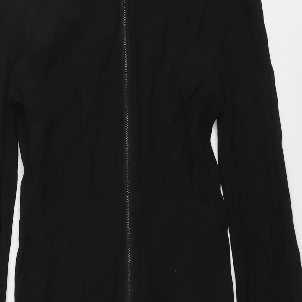 Pins and Needles Womens Black Viscose A-Line Size S Collared Zip