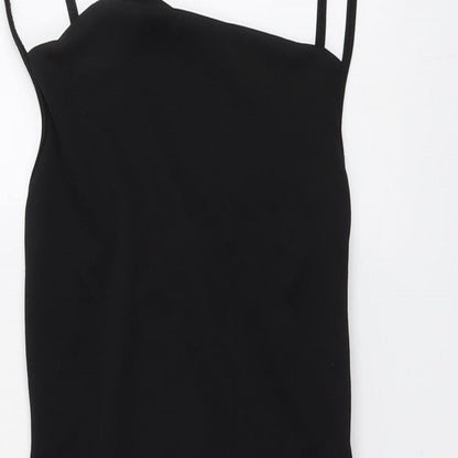 PRETTYLITTLETHING Womens Black Polyester Slip Dress Size 4 Cowl Neck Pullover