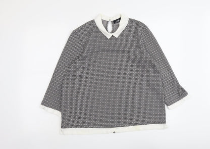 Womens UK Size 14 Wallis Grey Basic Blouse