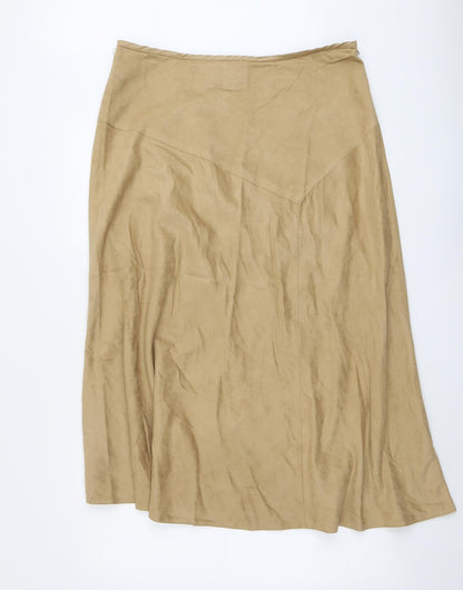 Debenhams Womens Beige Polyester Swing Skirt Size 16 Zip