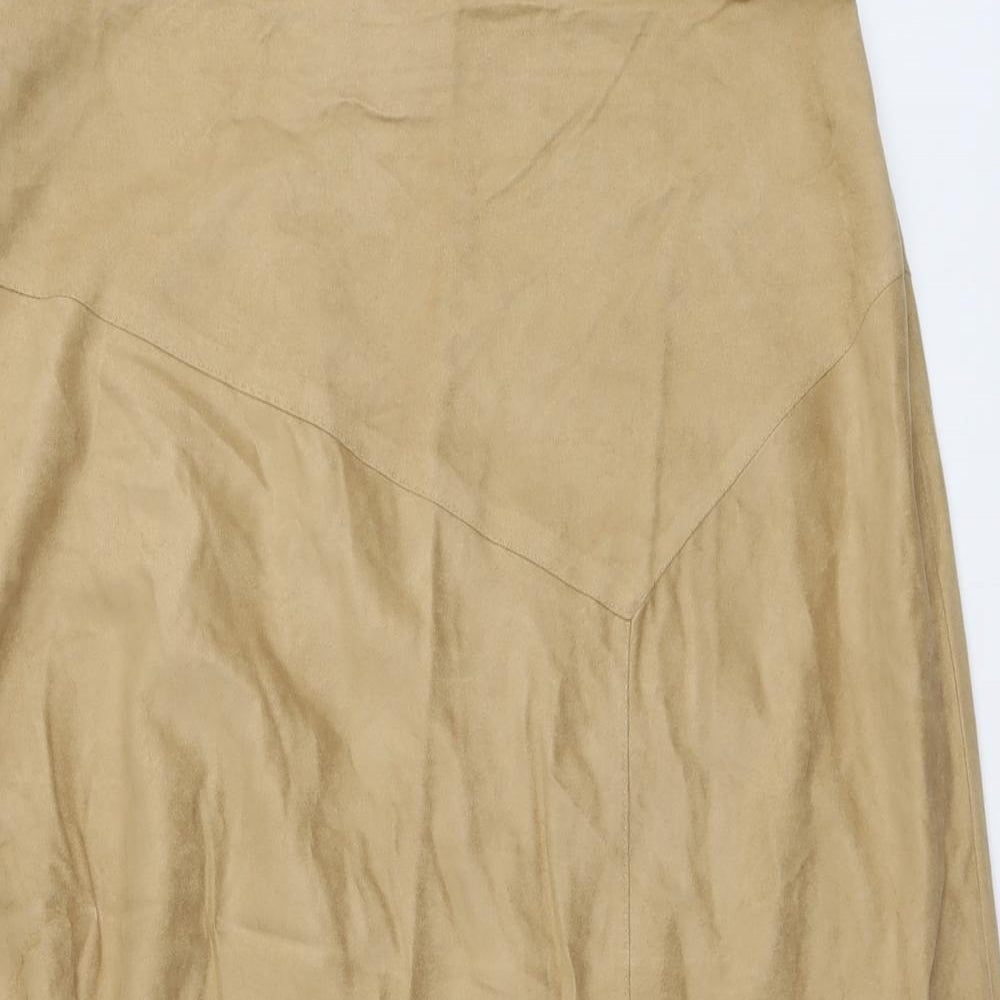 Debenhams Womens Beige Polyester Swing Skirt Size 16 Zip