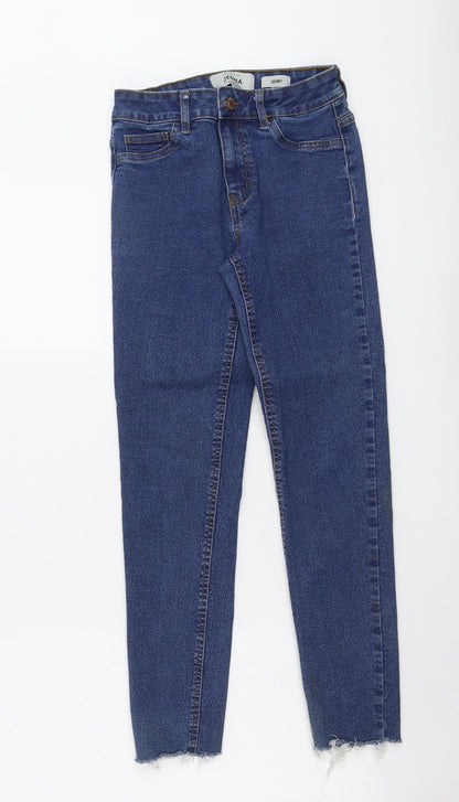 New Look Womens Blue Cotton Skinny Jeans Size 6 L26 in Regular Button