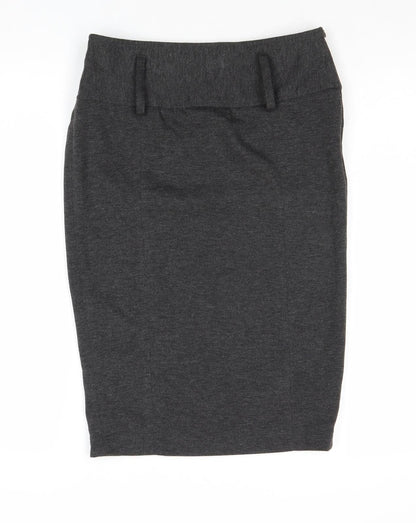 New Look Womens Grey Polyester A-Line Skirt Size 8 Zip