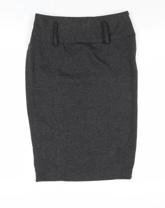 New Look Womens Grey Polyester A-Line Skirt Size 8 Zip