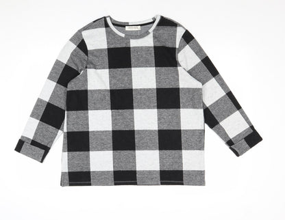 Indigo Womens Black Round Neck Check Polyester Pullover Jumper Size 14