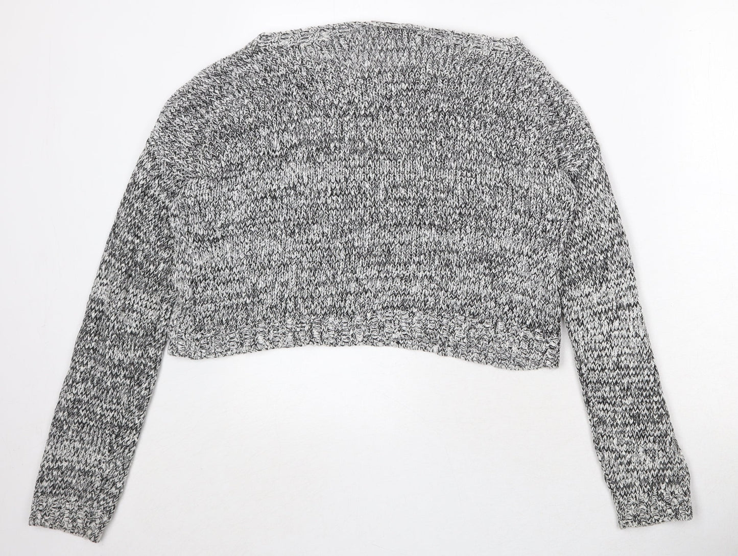 Boohoo Womens Grey Round Neck Geometric Acrylic Pullover Jumper Size S - Size S/M