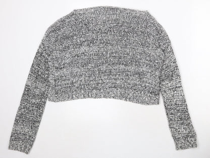 Boohoo Womens Grey Round Neck Geometric Acrylic Pullover Jumper Size S - Size S/M