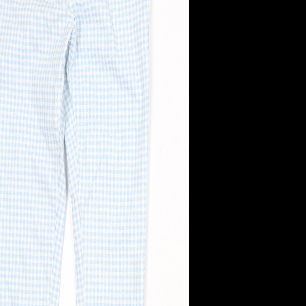 Miss Selfridge Womens Blue Check Cotton Skinny Jeans Size 10 Regular Zip