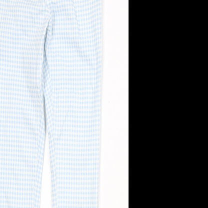 Miss Selfridge Womens Blue Check Cotton Skinny Jeans Size 10 Regular Zip