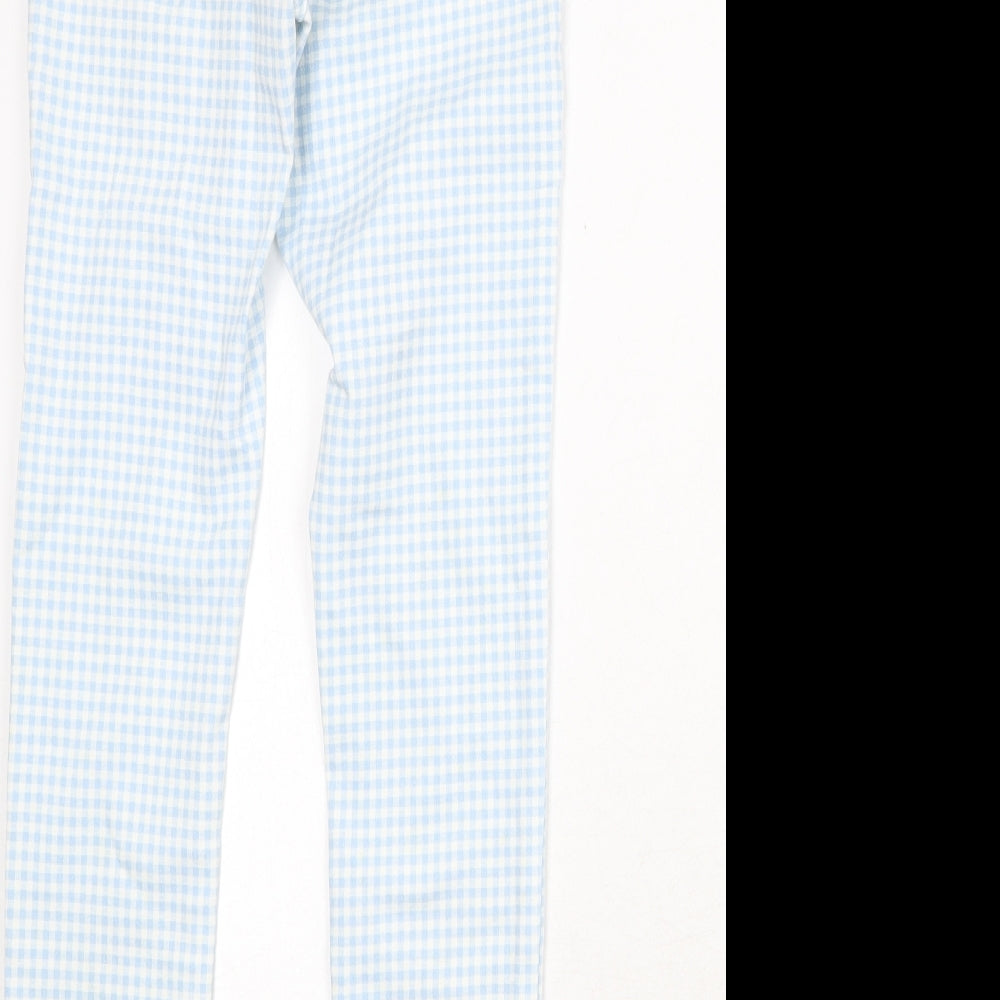 Miss Selfridge Womens Blue Check Cotton Skinny Jeans Size 10 Regular Zip