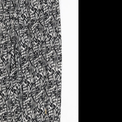 New Look Womens Black Geometric Polyester Trousers Size 8 Regular Drawstring