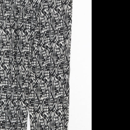 New Look Womens Black Geometric Polyester Trousers Size 8 Regular Drawstring