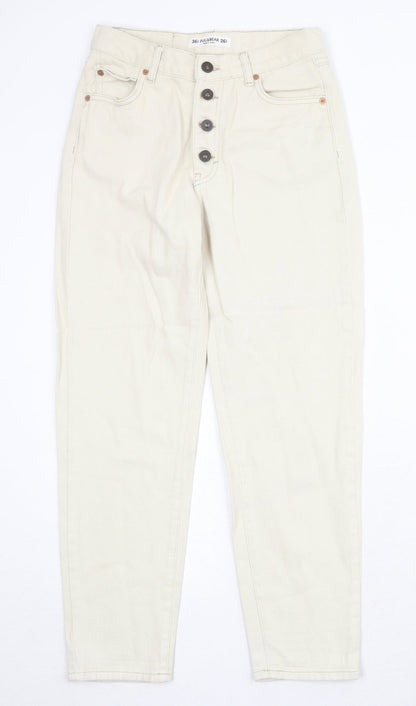 Pull&Bear Womens Beige Cotton Tapered Jeans Size 8 Regular Button