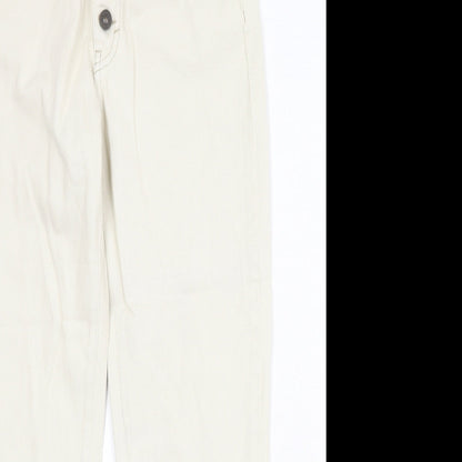 Pull&Bear Womens Beige Cotton Tapered Jeans Size 8 Regular Button
