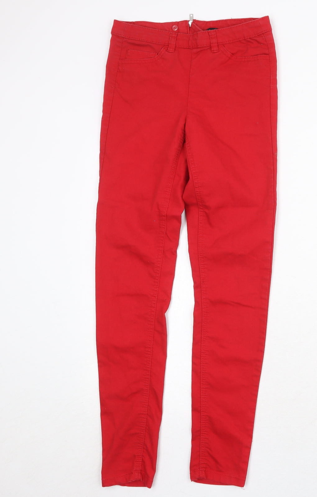 Divided by H&M Womens Red Herringbone Cotton Jegging Jeans Size 8 Regular Zip