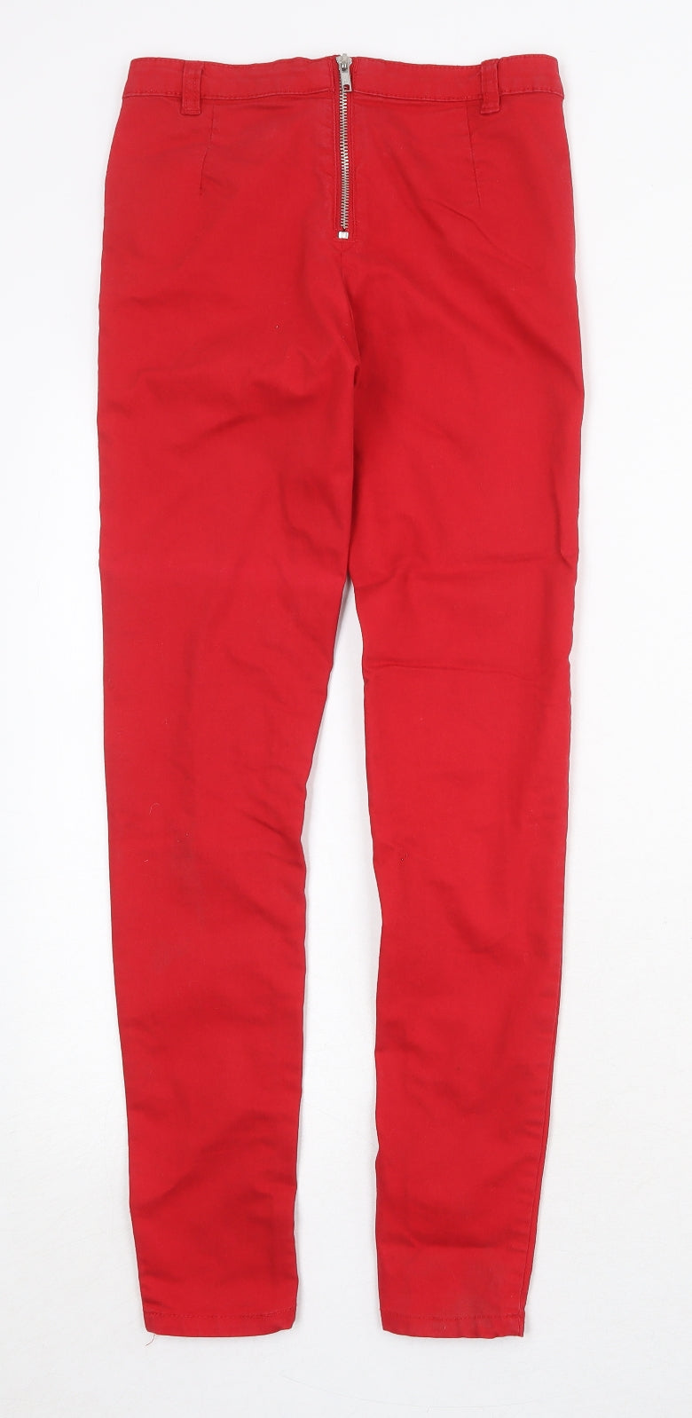 Divided by H&M Womens Red Herringbone Cotton Jegging Jeans Size 8 Regular Zip