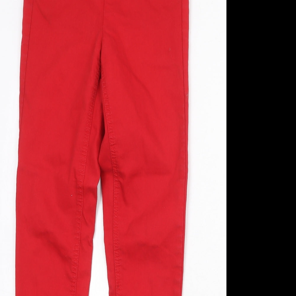 Divided by H&M Womens Red Herringbone Cotton Jegging Jeans Size 8 Regular Zip