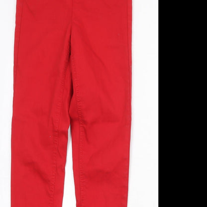 Divided by H&M Womens Red Herringbone Cotton Jegging Jeans Size 8 Regular Zip