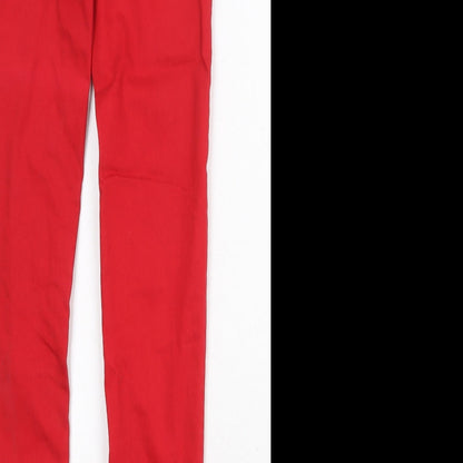 Divided by H&M Womens Red Herringbone Cotton Jegging Jeans Size 8 Regular Zip