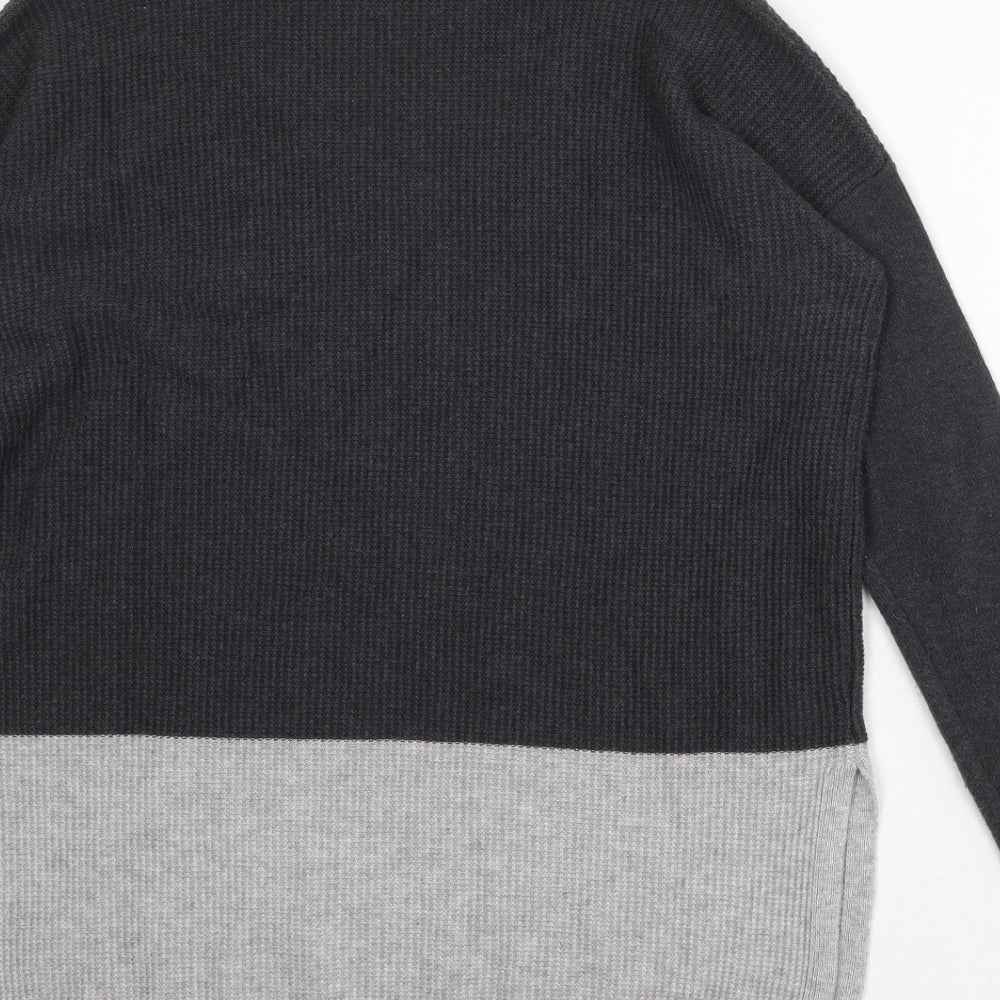 Gap Womens Grey V-Neck Striped Nylon Pullover Jumper Size L