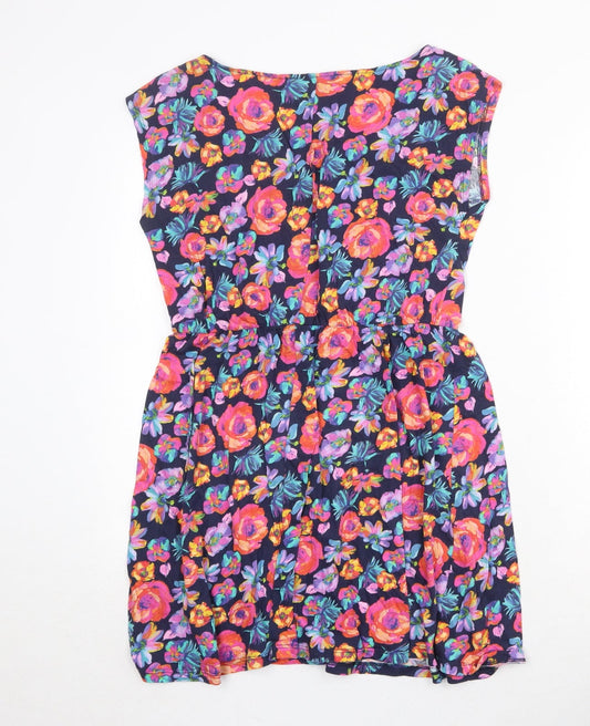 Dorothy Perkins Womens Multicoloured Floral 100% Cotton A-Line Size 14 Round Neck Pullover