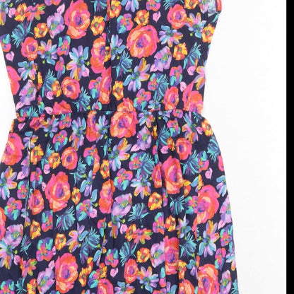 Dorothy Perkins Womens Multicoloured Floral 100% Cotton A-Line Size 14 Round Neck Pullover