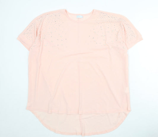 Blue Vanilla Womens Pink Polyester Basic Blouse Size S Round Neck - Size S/M