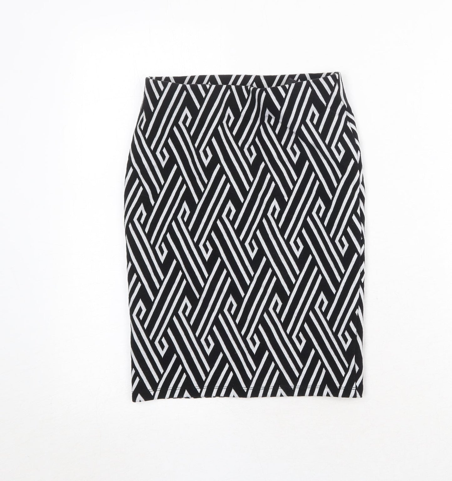 Divided by H&M Womens Black Geometric Cotton Straight & Pencil Skirt Size XS